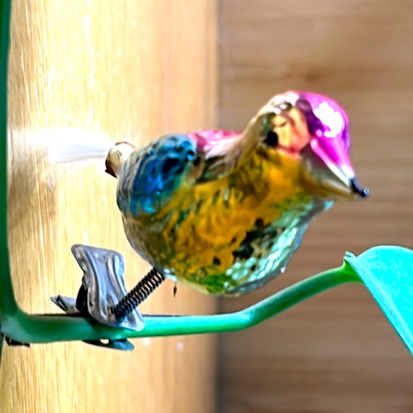 Vintage Glass Blown Bird Clip On Christmas Ornament with Tail - Picture 6 of 8